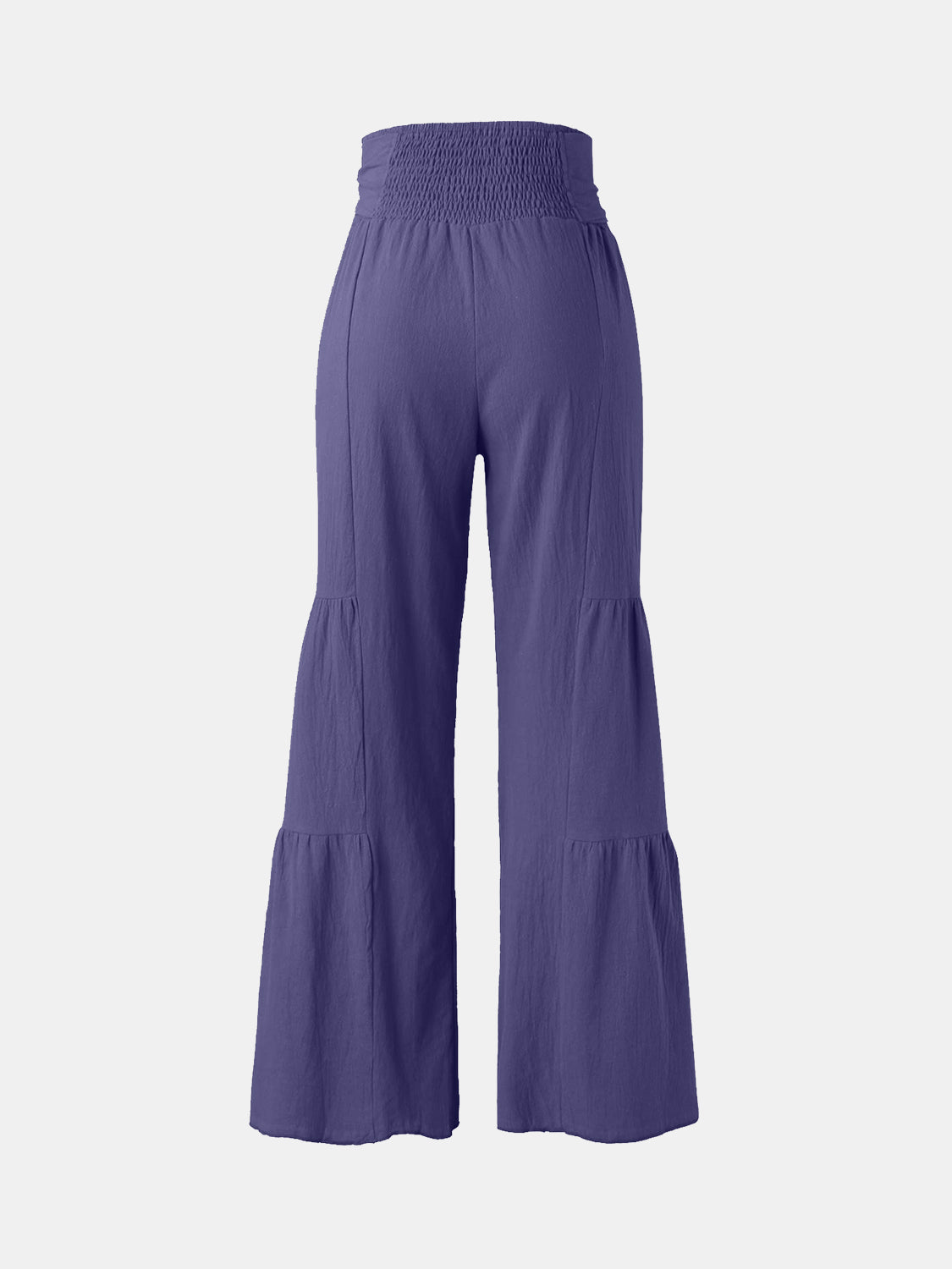 Tied ruched wide leg pants, opaque.