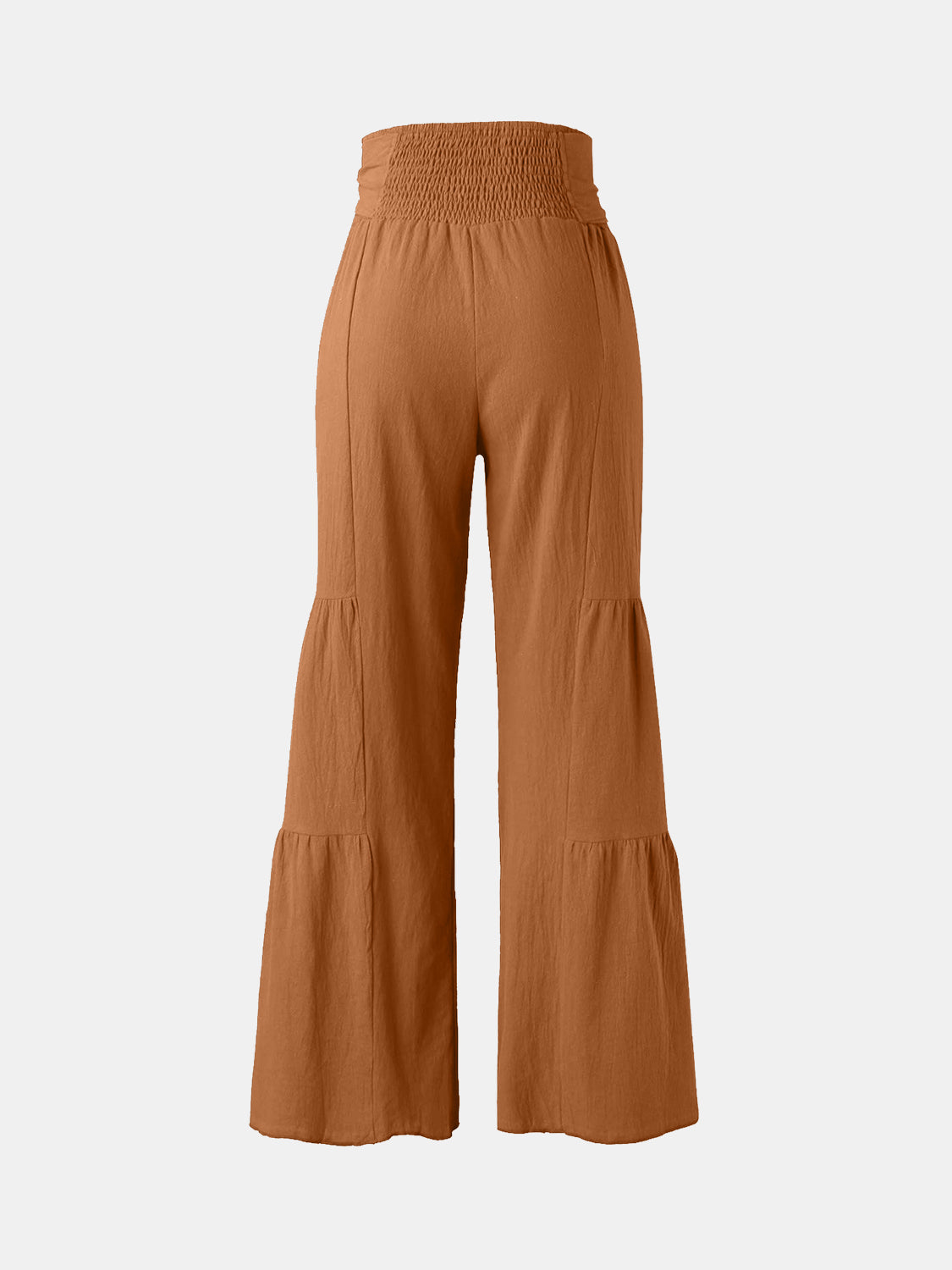 Tied ruched wide leg pants, opaque.