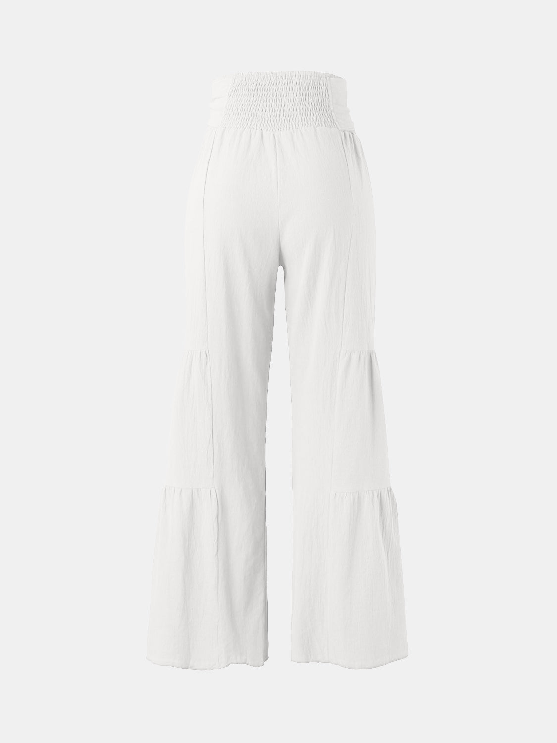 Tied ruched wide leg pants, opaque.