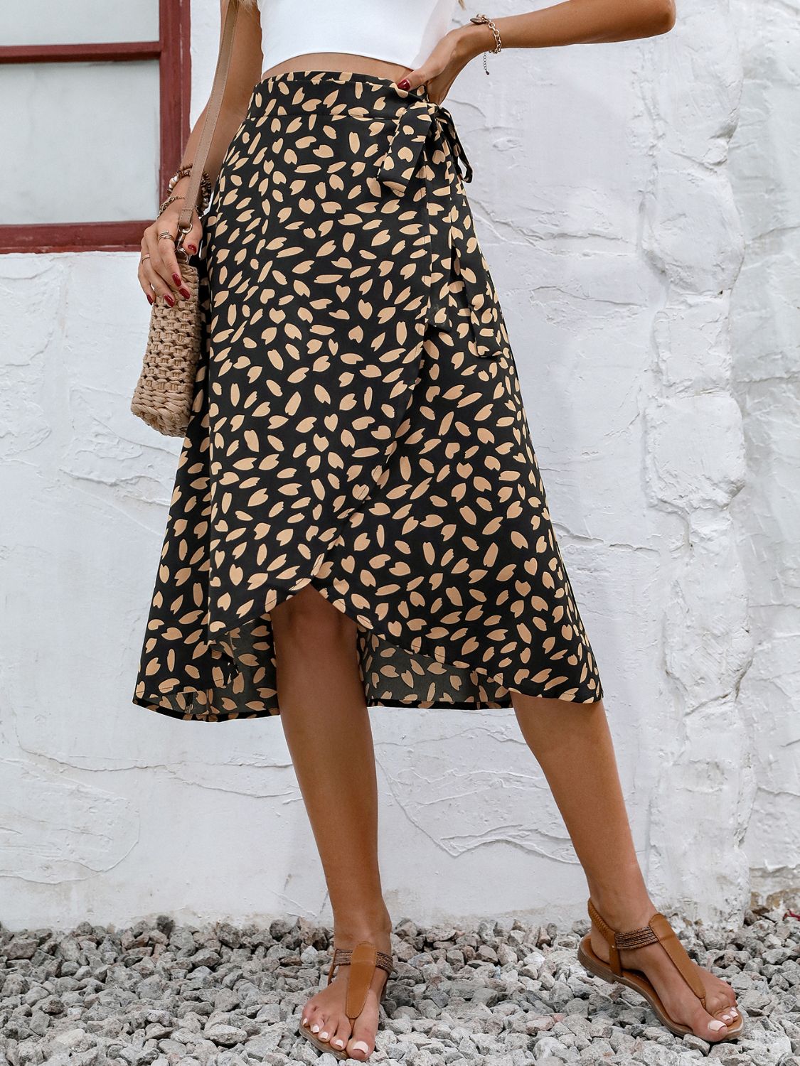 Tied Slit Printed Skirt.
