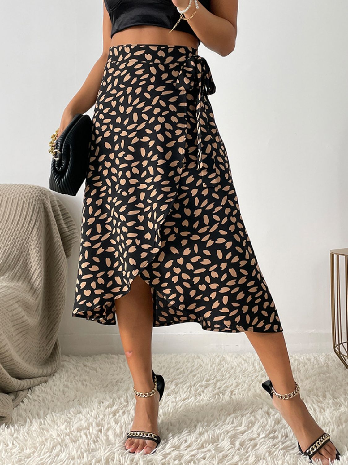 Tied Slit Printed Skirt.
