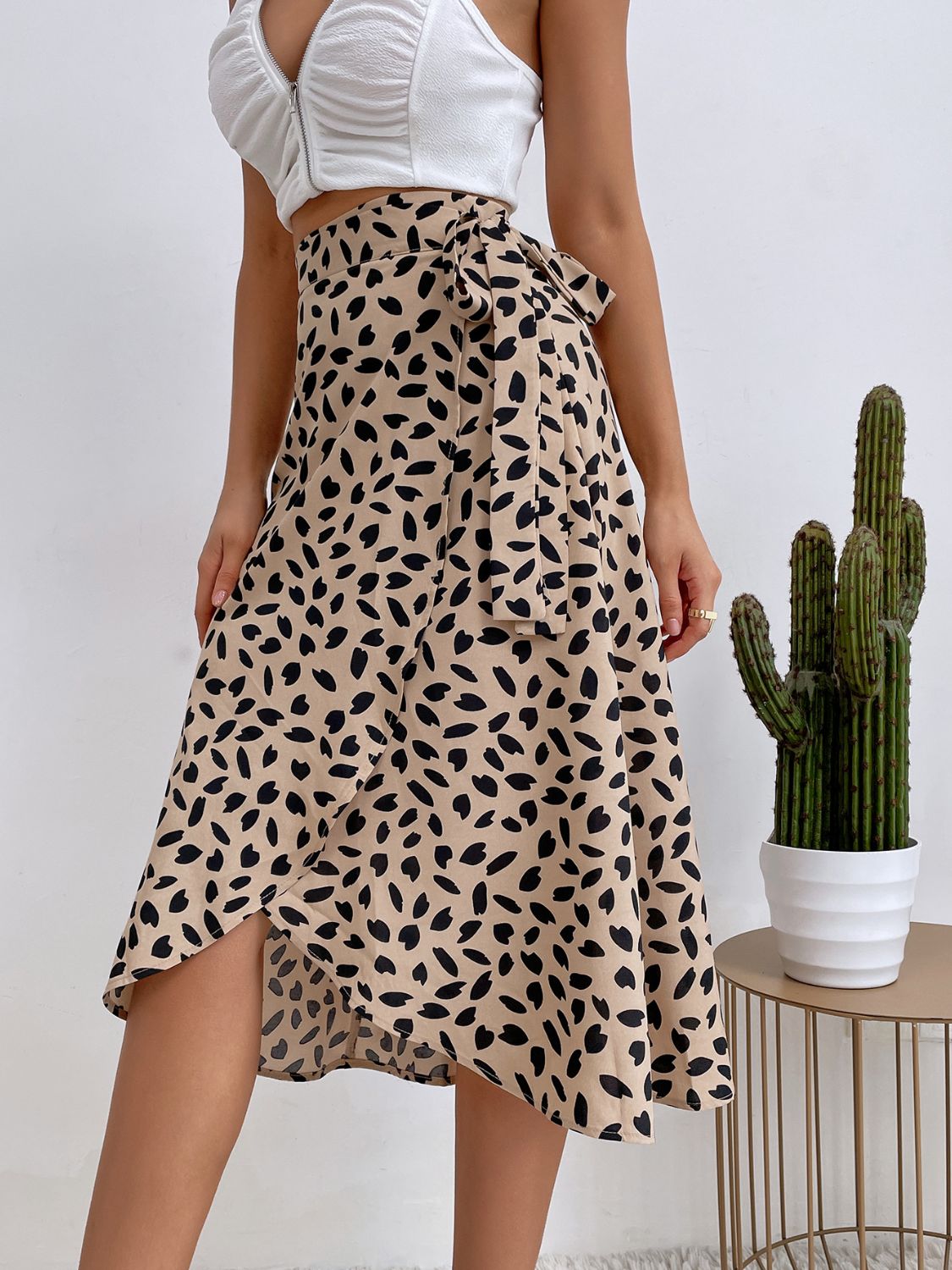 Tied Slit Printed Skirt.
