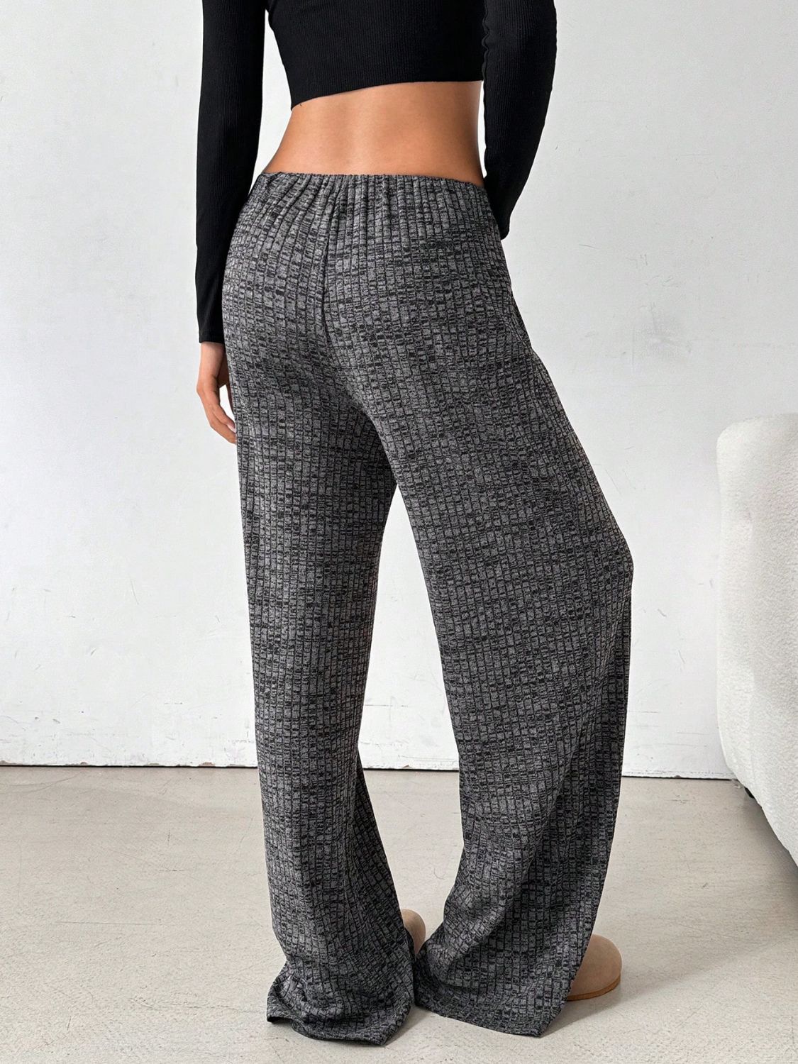 Tied striped wide leg pants, opaque.