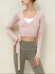 Tied Surplice Long Sleeve Top.