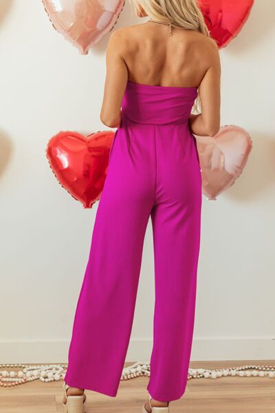Tied Tube Wide Leg Jumpsuit.