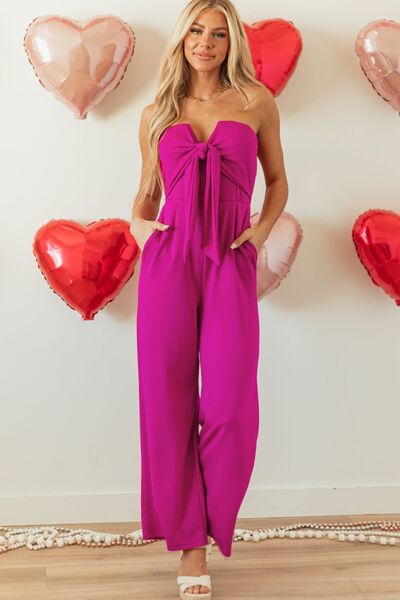 Tied Tube Wide Leg Jumpsuit.
