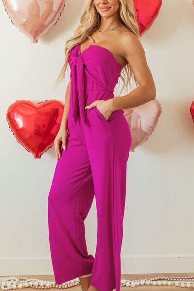 Tied Tube Wide Leg Jumpsuit.