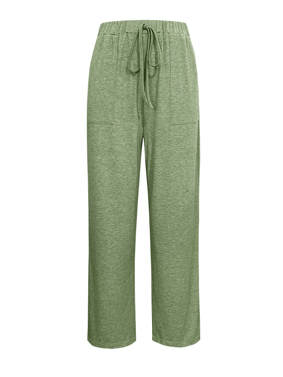 Tied wide leg pants with pockets, opaque.