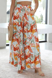 Tied wide leg pants with pockets, opaque.