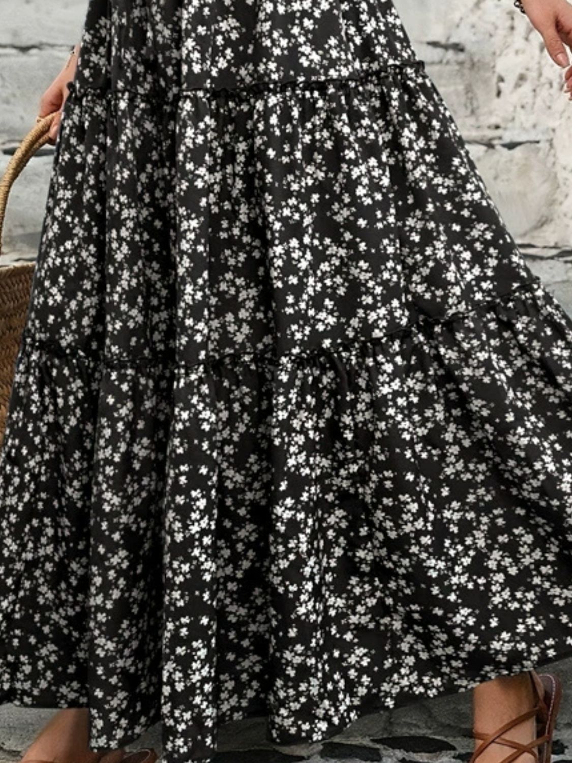 Tiered Floral Maxi Skirt.