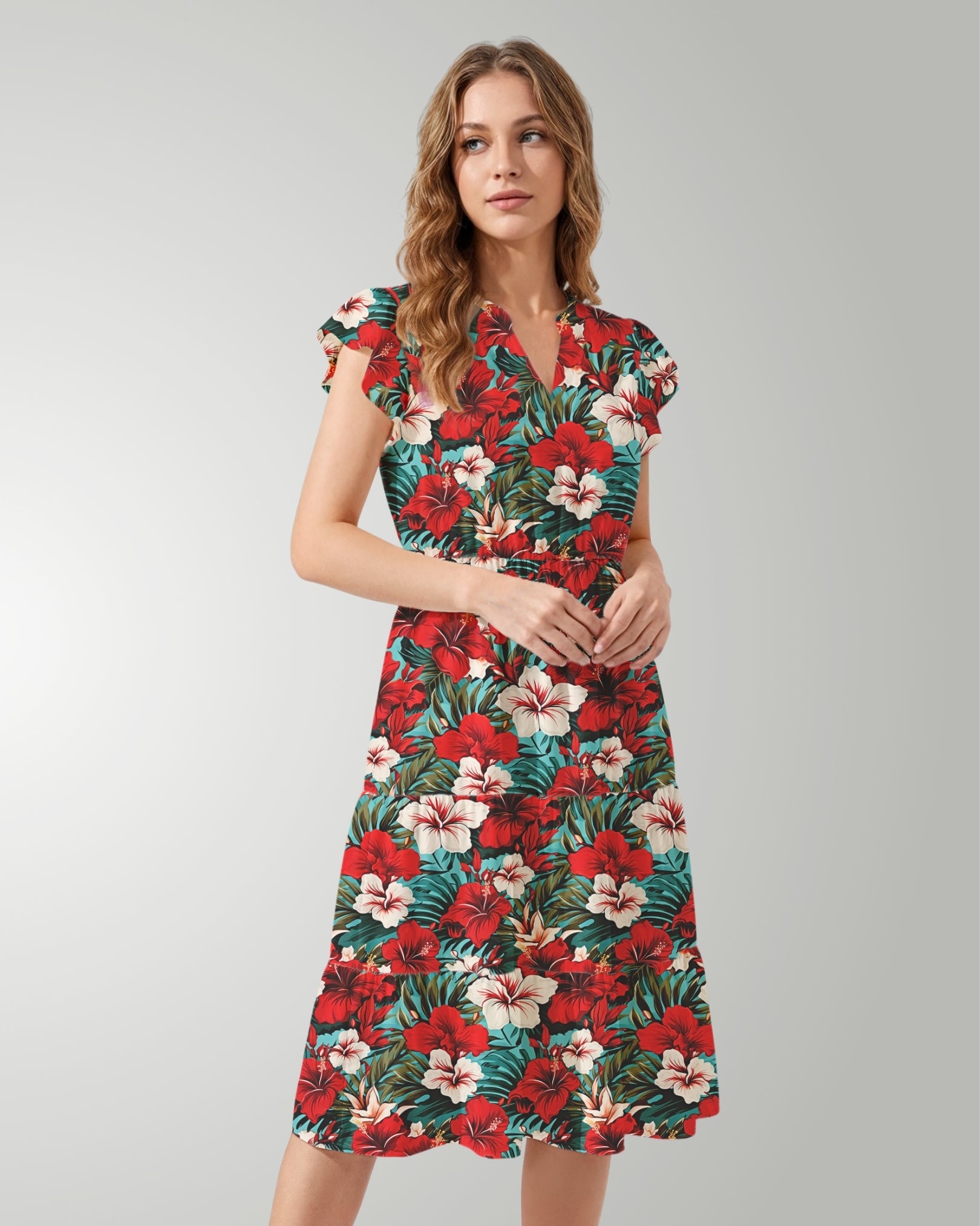 Tiered Midi Dress - Aloha Vibes