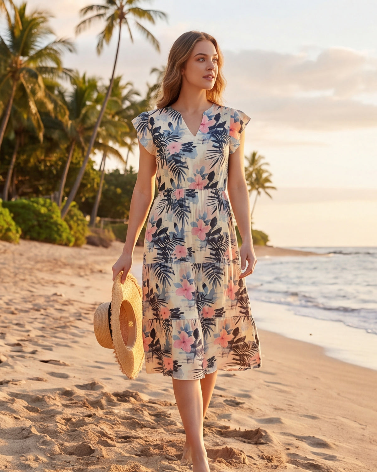 Tiered Midi Dress - Coastal Dreams