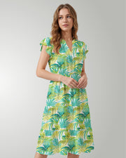 Tiered Midi Dress - Green Palms