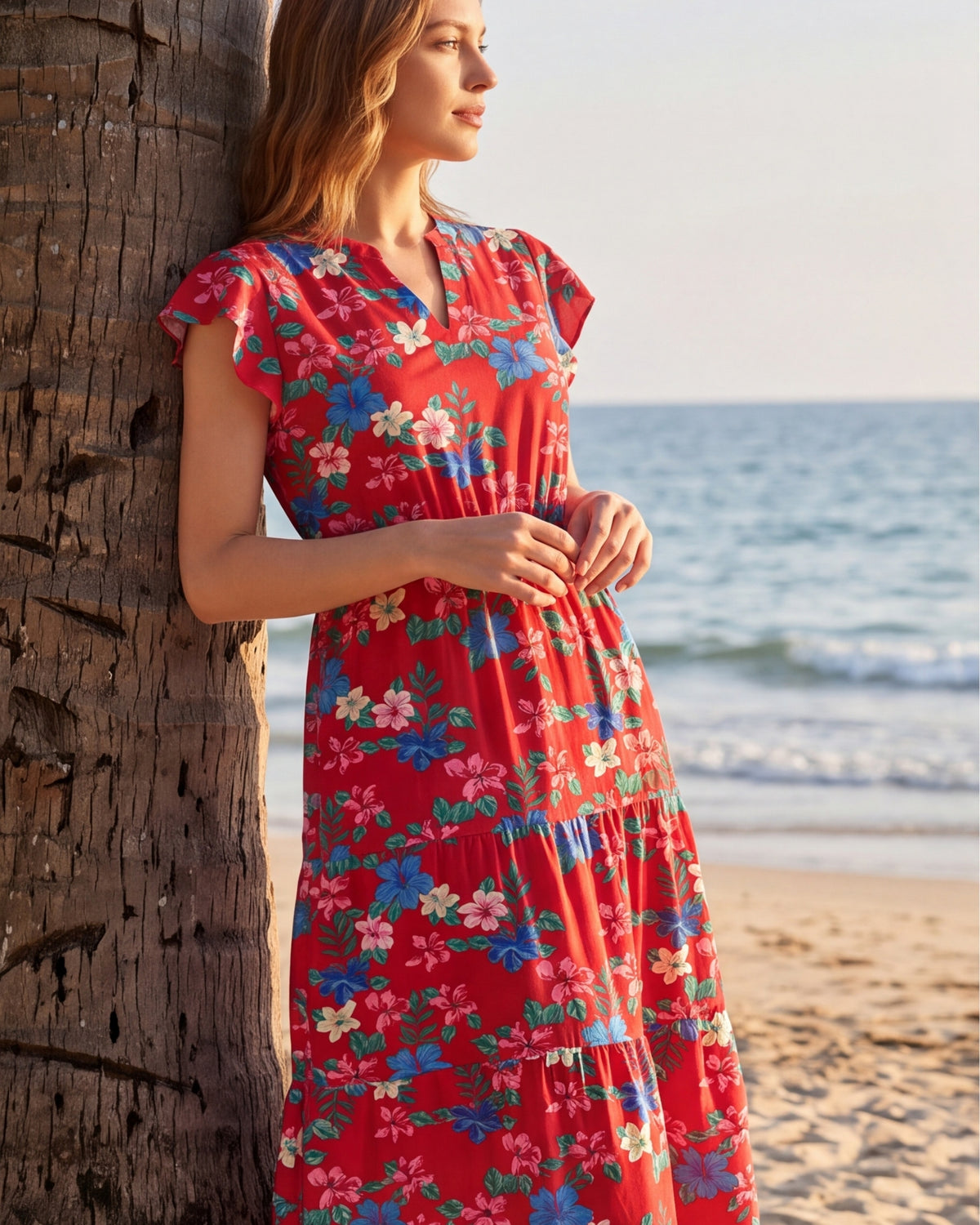 Tiered Midi Dress - Island Florals