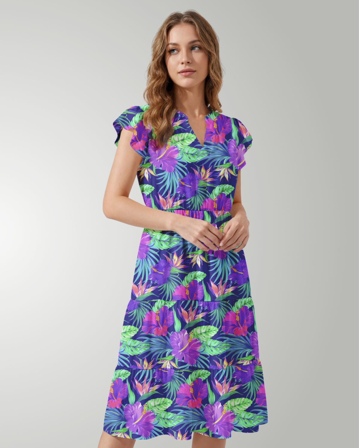 Tiered Midi Dress - Purple Paradise