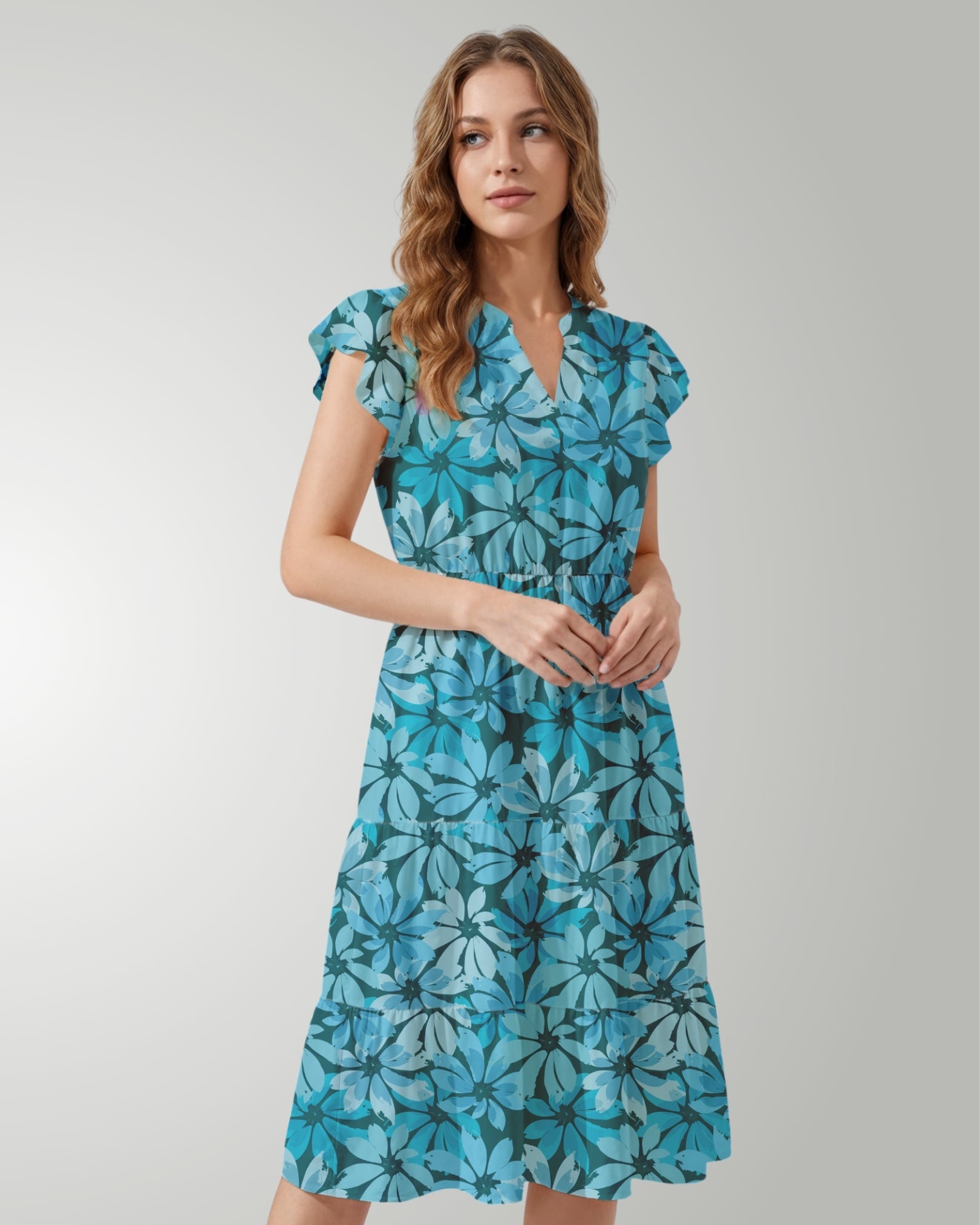 Tiered Midi Dress - Seaside Sonata