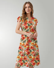 Tiered Midi Dress - Sunset Bloom