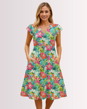 Tiered Midi Dress - Tropical Hawaiian III