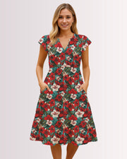 Tiered Midi Dress - Red Hawaiian II
