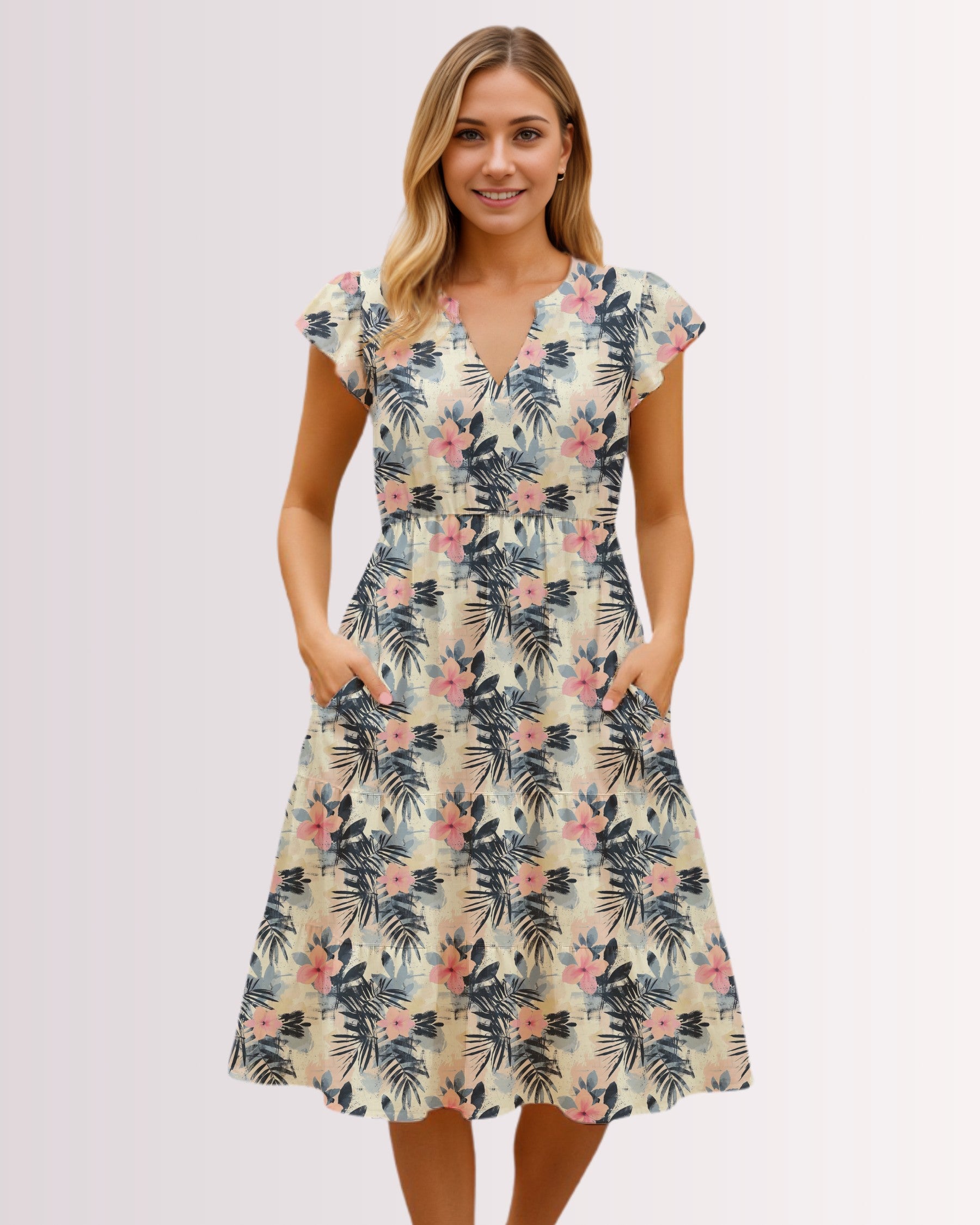 Tiered Midi Dress - Tropical IV