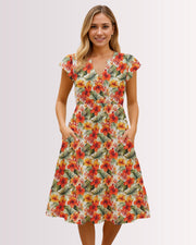 Tiered Midi Dress - Orange Hawaiian III