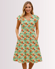 Tiered Midi Dress - Tropical Hawaiian VI