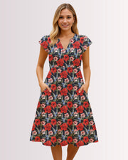 Tiered Midi Dress - Tropical Floral IX