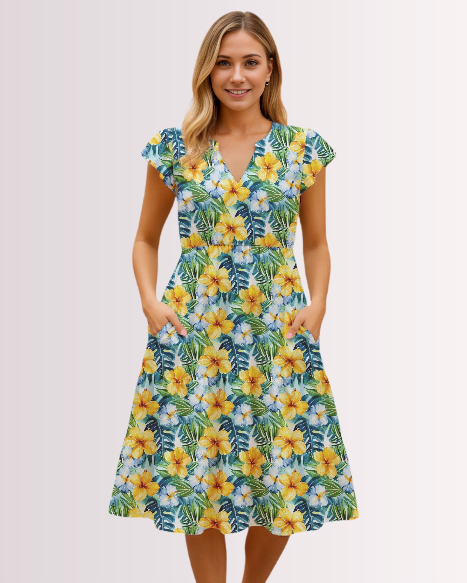 Tiered Midi Dress - Hawaiian III