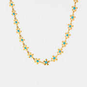 Titanium Steel Drip Oil Flower Necklace