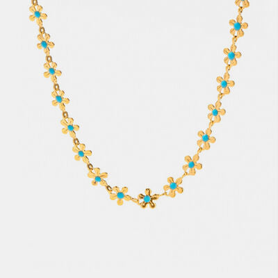 Titanium Steel Drip Oil Flower Necklace