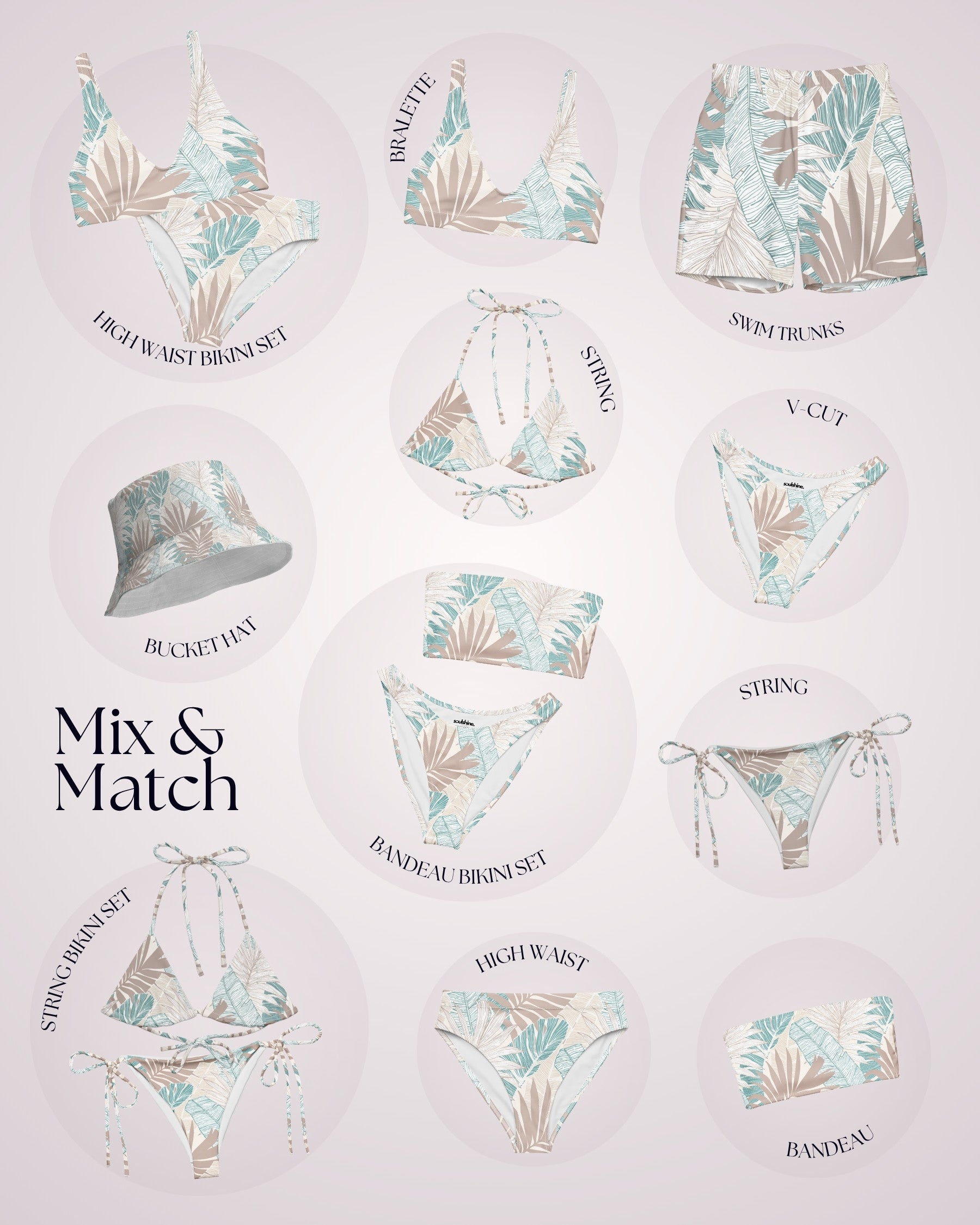 Couples Matching Swimsuits - Tropical Palms II