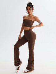 Tube Top and High Waist Flare Pants Active Set.