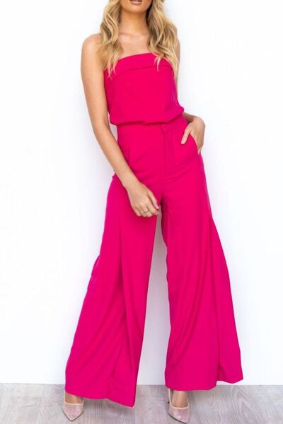 Tube Top and Wide Leg Pants Set.