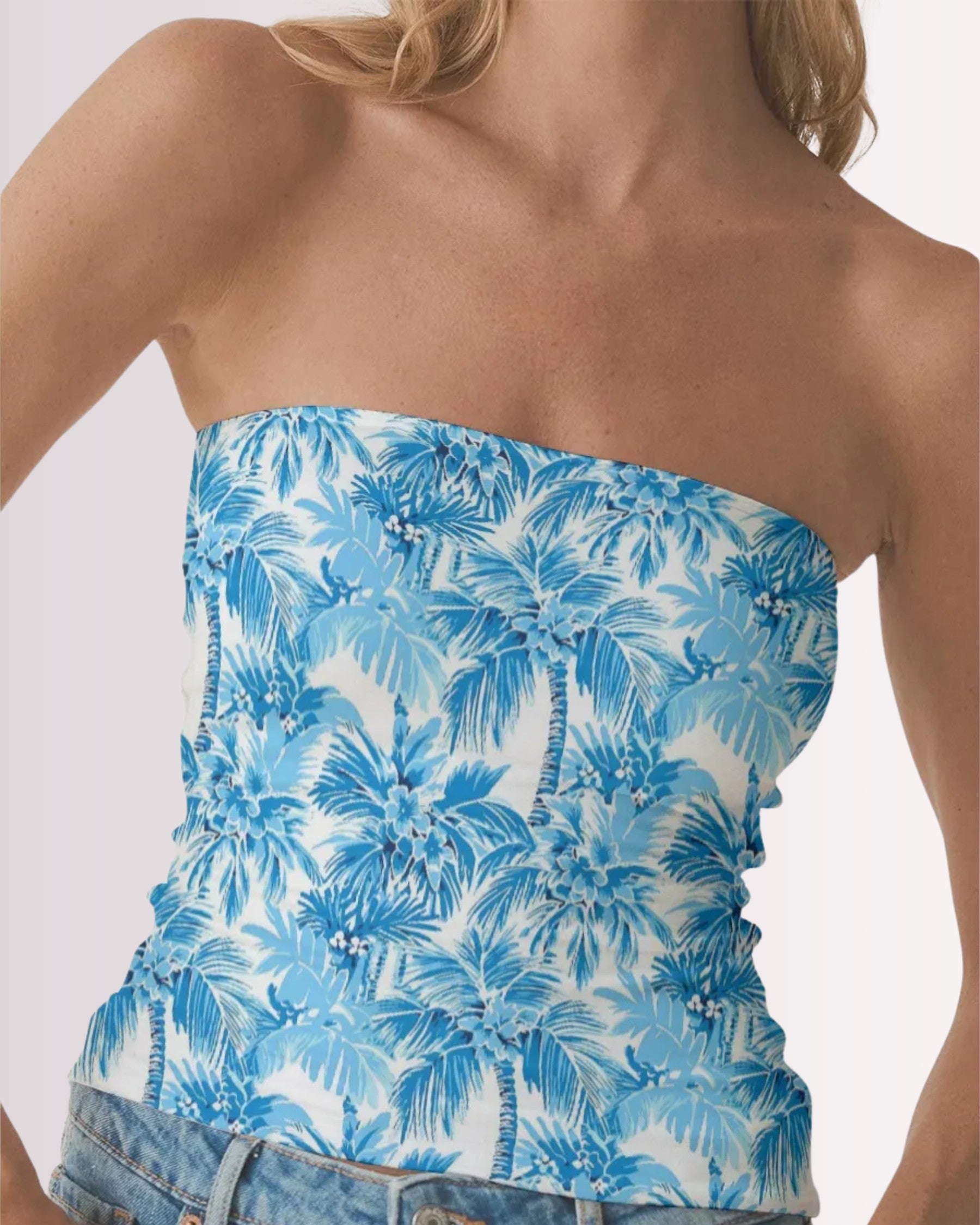 Tube Top - Blue Palm Trees I
