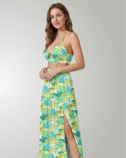 Two-Piece Skirt Set - Green Palms