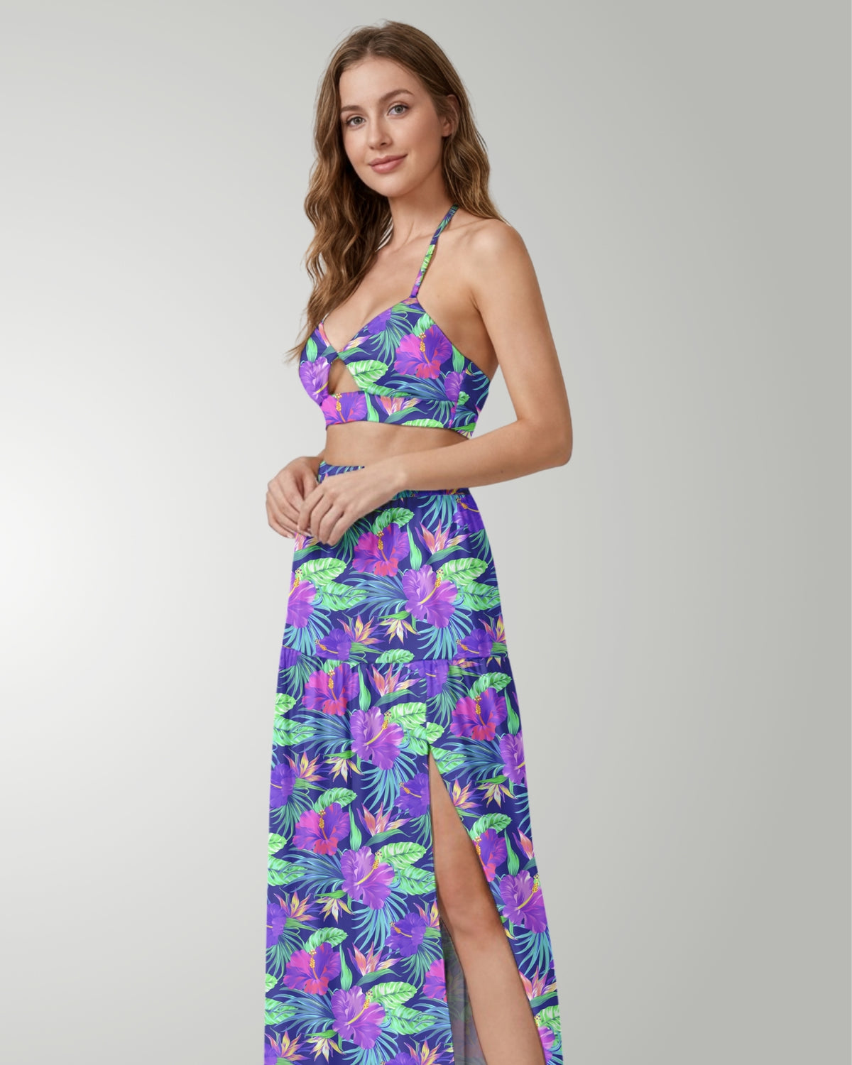 Two-Piece Skirt Set - Purple Paradise
