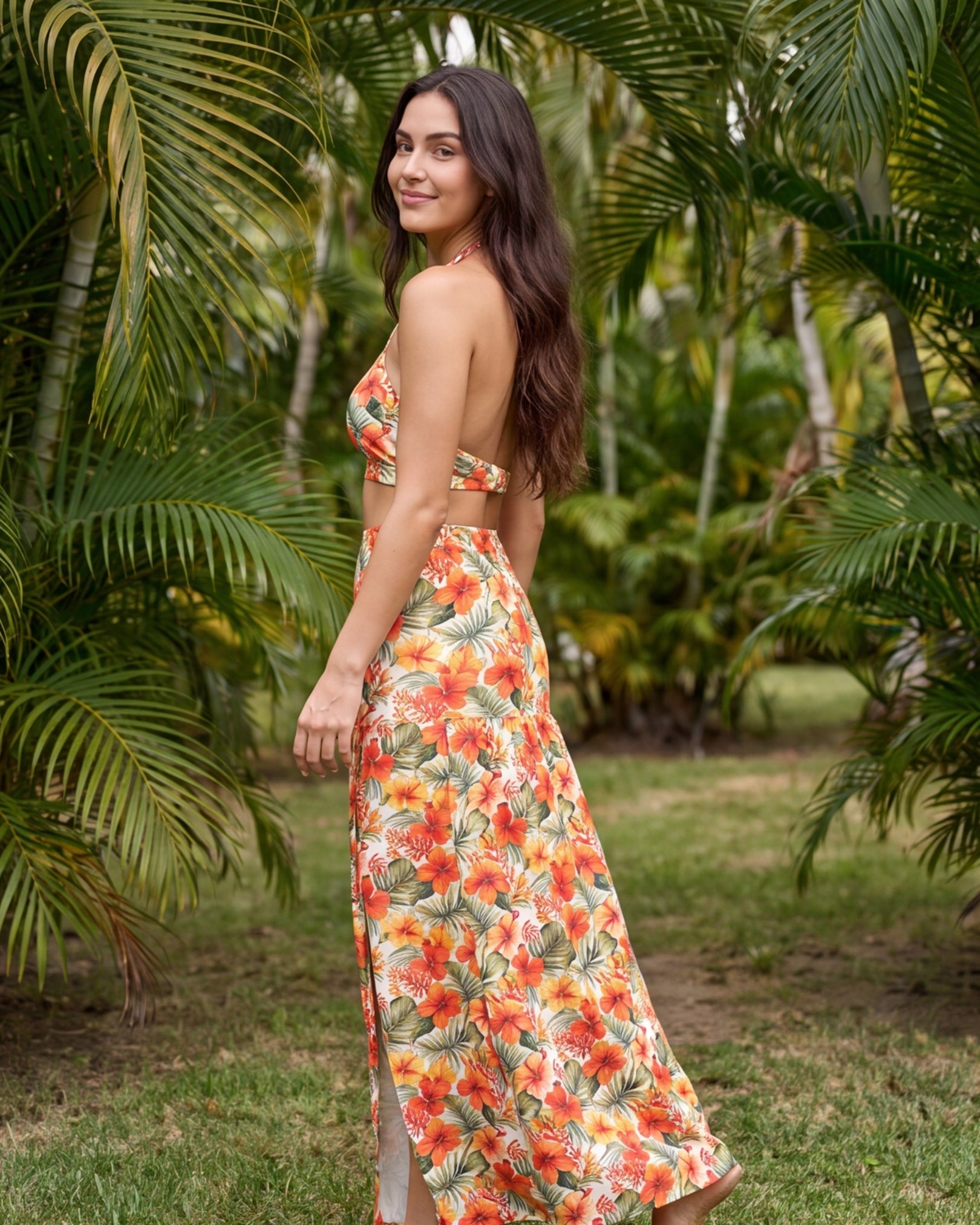 Two-Piece Skirt Set - Sunset Bloom