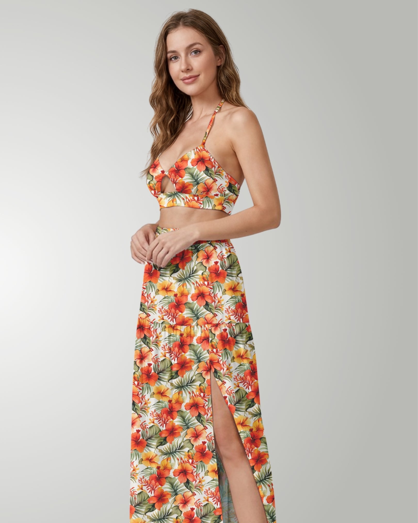 Two-Piece Skirt Set - Sunset Bloom