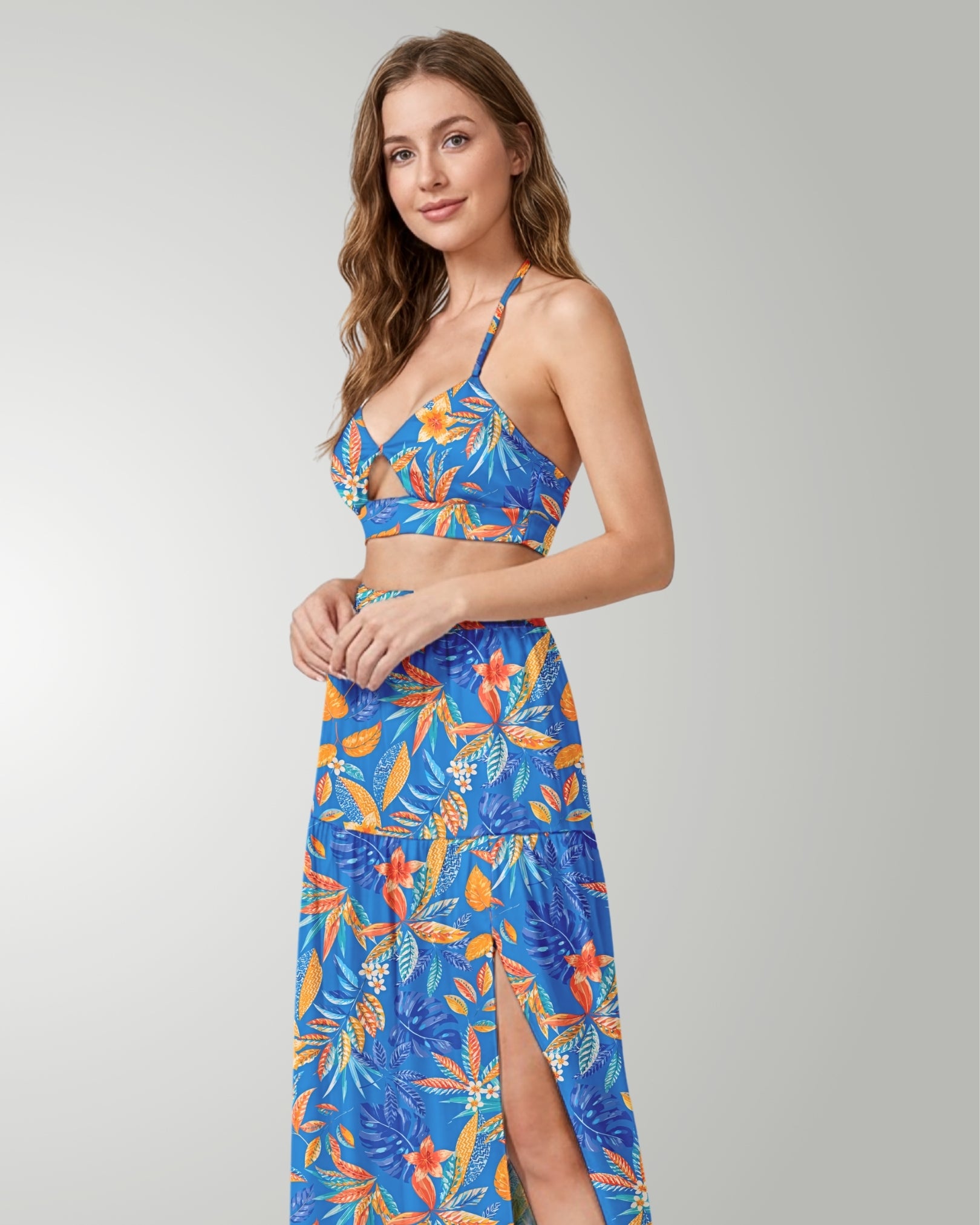 Two-Piece Skirt Set - Tropical Escape