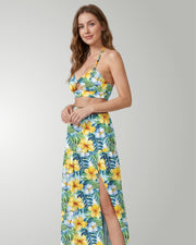 Two-Piece Skirt Set - Yellow Hibiscus