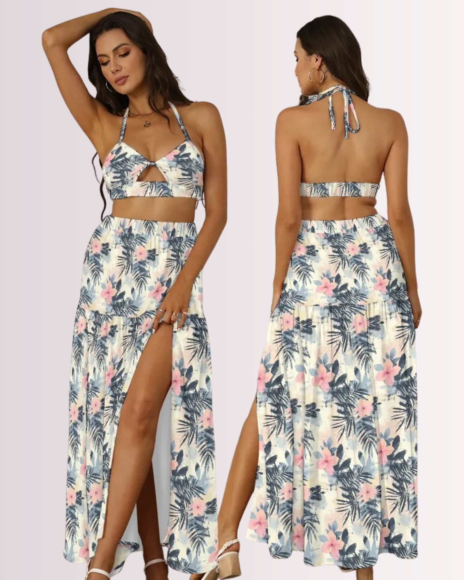 Two-Piece Skirt Set - Tropical IV
