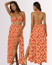 Two-Piece Skirt Set - Red Hawaiian I