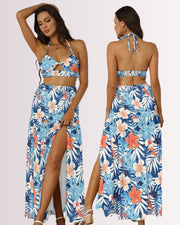 Two-Piece Skirt Set - Blue Tropoical II