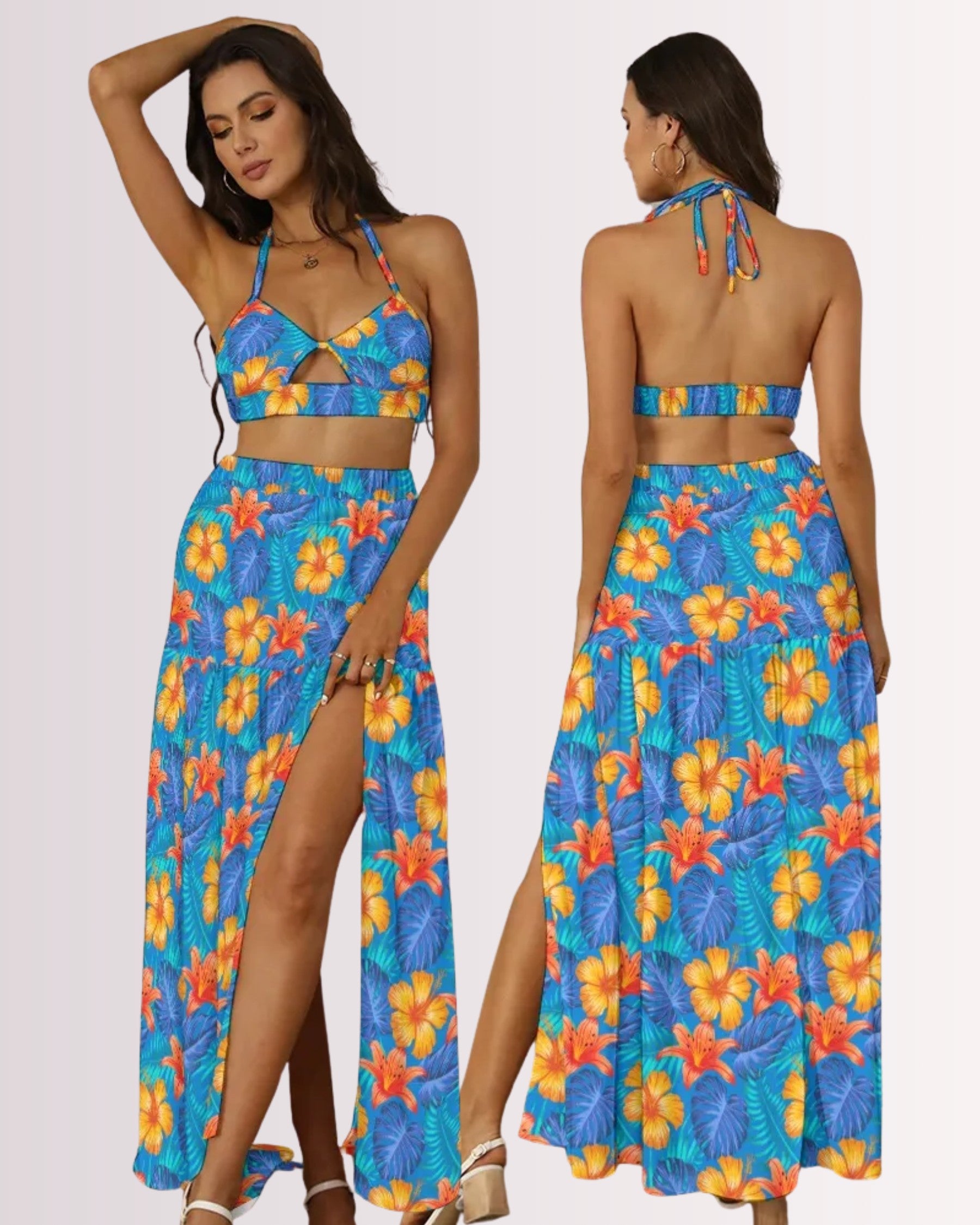 Two-Piece Skirt Set - Hawaiian Tropix II