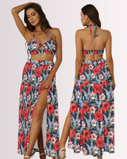 Two-Piece Skirt Set - Tropical Floral IX