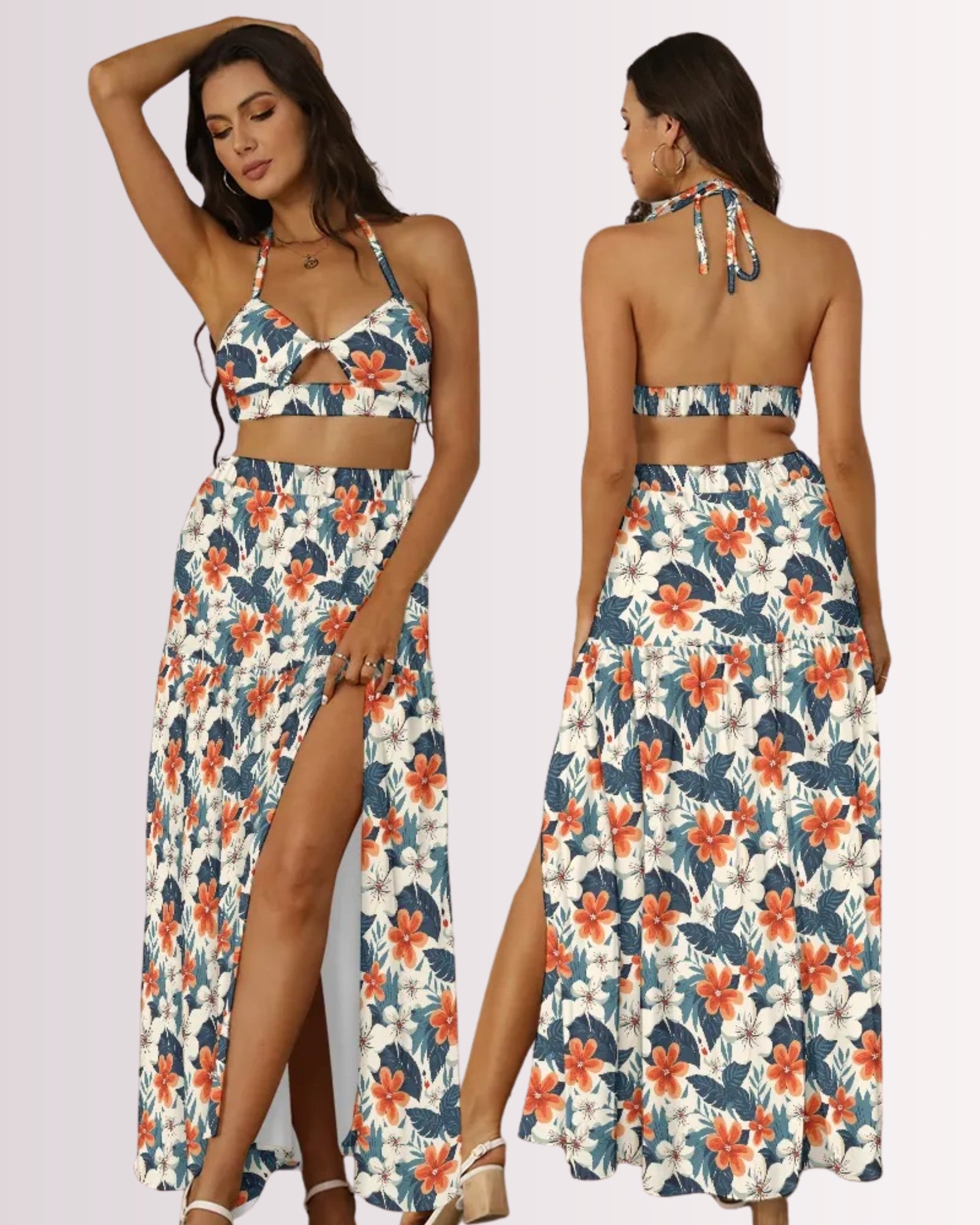 Two-Piece Skirt Set - Tropical Floral II