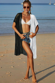 Angel Wings Two-Tone Side Slit Open Front Cover Up.