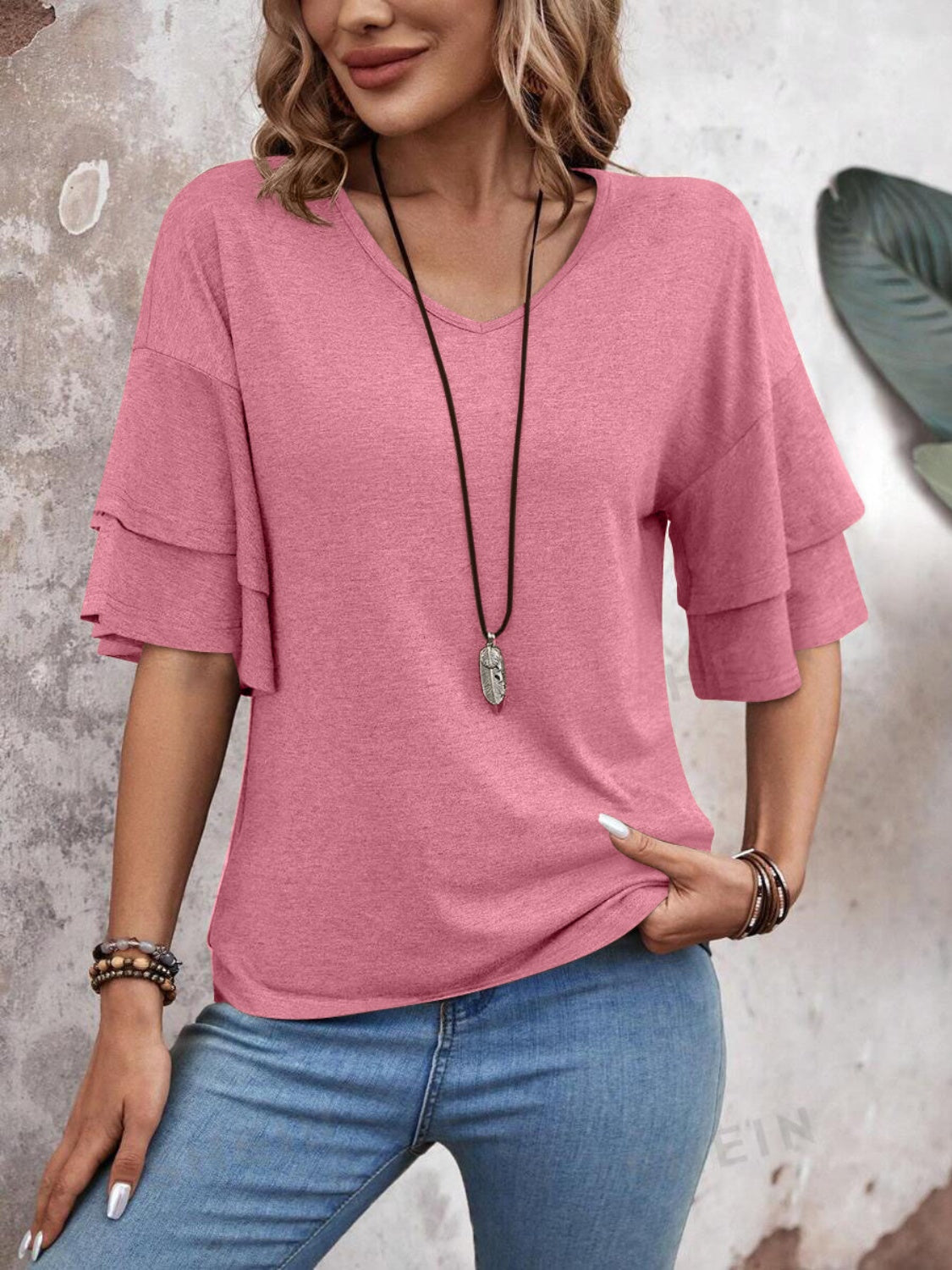 V-Neck Half Sleeve Blouse.