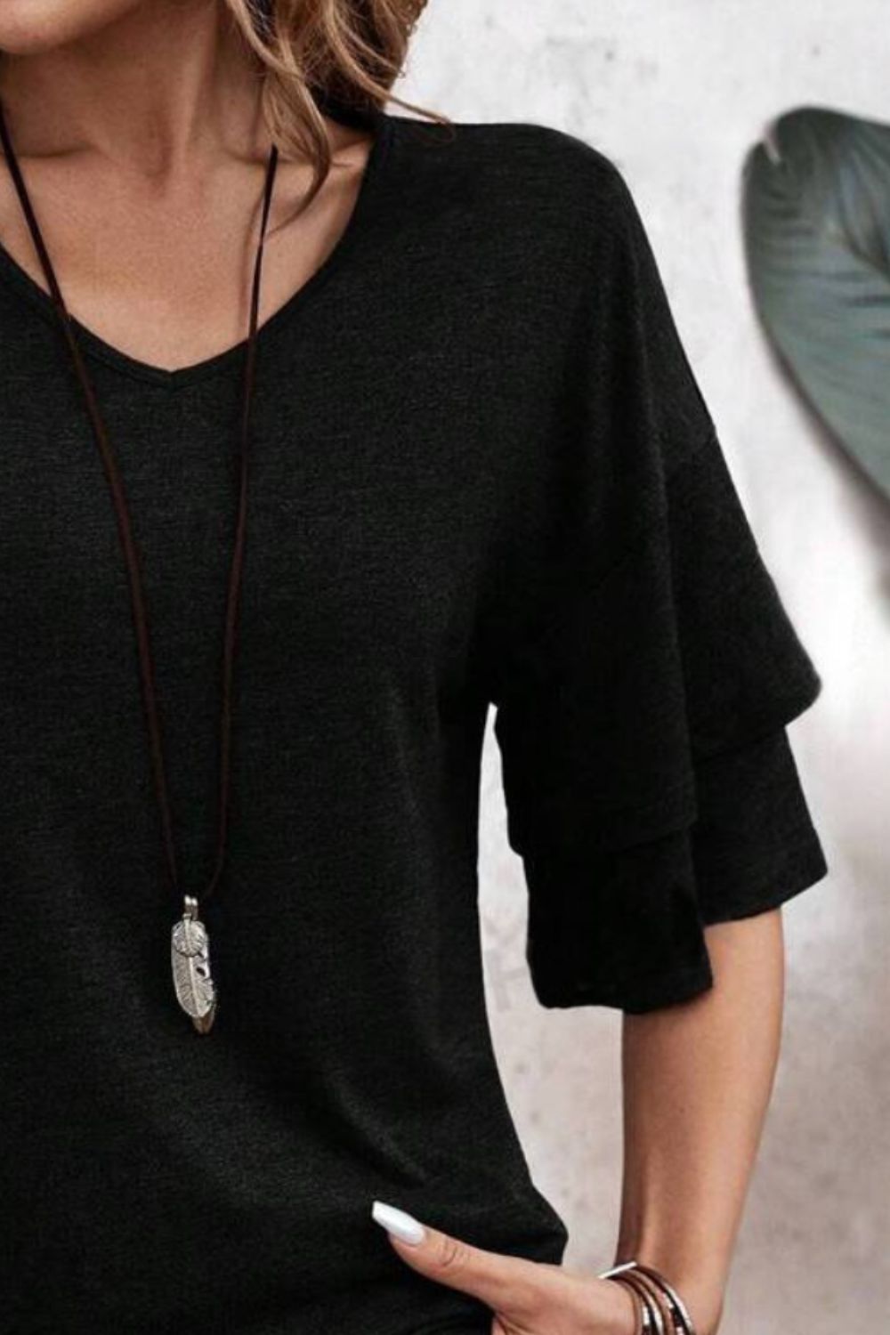 V-Neck Half Sleeve Blouse.