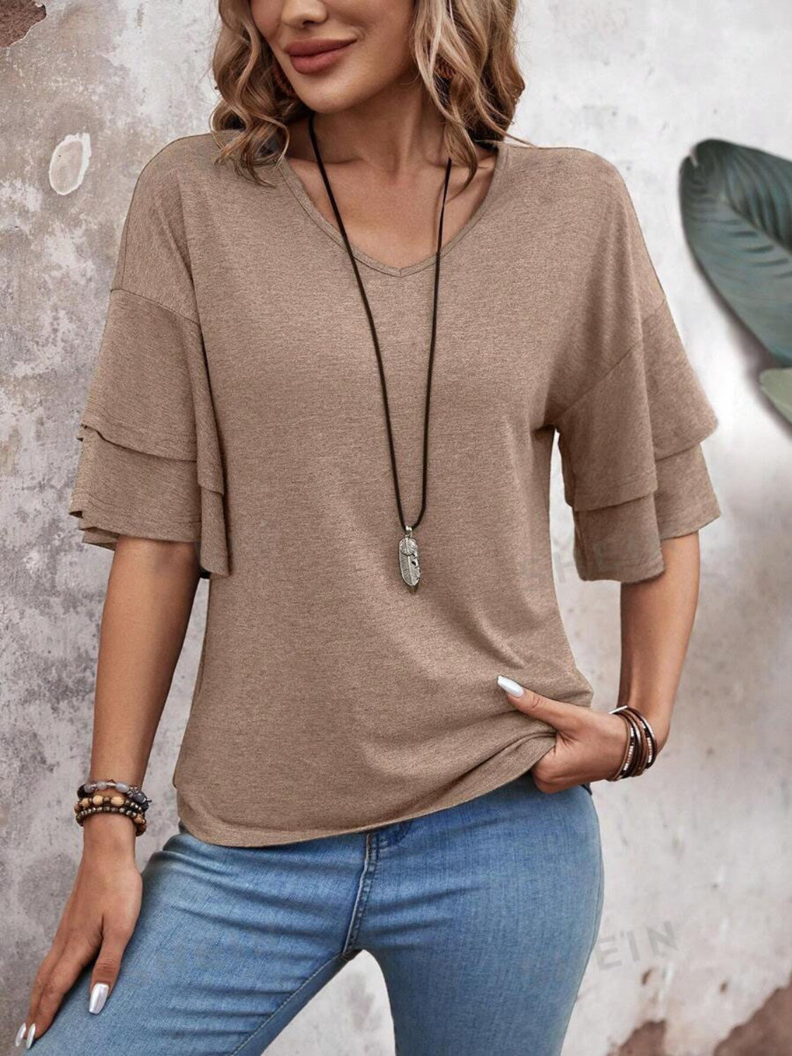 V-Neck Half Sleeve Blouse.